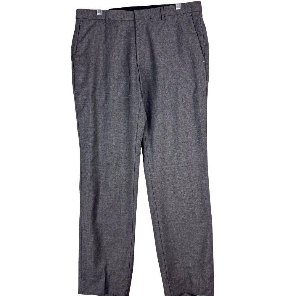 Hugo Boss Pants Mens 34R Gray Virgin Wool Dress Trousers Slacks Flat Front 34x30